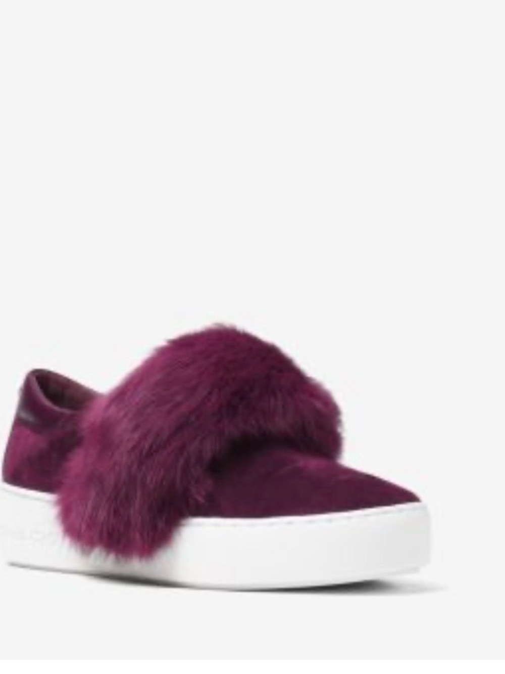 Michael Kors Women's Burgundy suede Sneakers with real fur detail